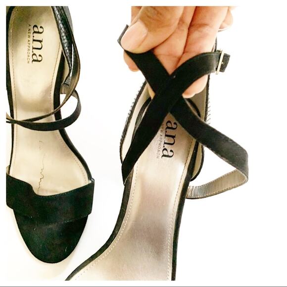 a.n.a Reptile Strappy Block Heel Black Size 10 Glam Whimsygoth - Picture 4 of 13